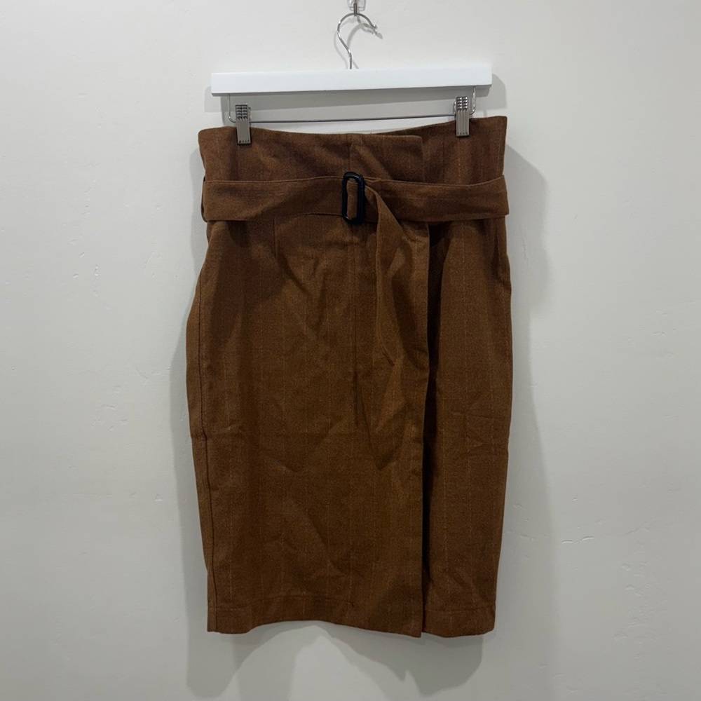 NWOT Pink Martini Wool Belted Brown Pencil Skirt Sz Small